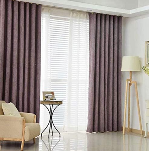Cxmm European high Light Insulation Curtains Chenille Solid Color Striped Curtains 140cm x 270cm (Width x Height), 1 Panel Purple