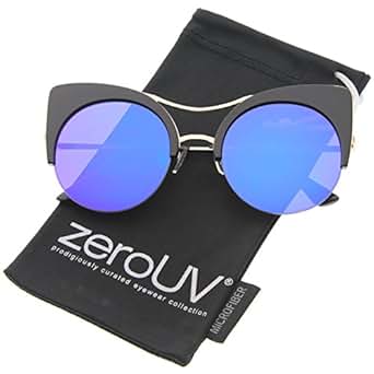 zeroUV - Womens Oversized Half Frame Semi-Rimless Flat