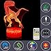 LAYDRAN Dinosaur Night Light Touch Remote Bedside Dinosaur Lamp,7 Colors 3D Optical Illusion Lights with Acrylic Flat & ABS Base & USB Cable Creative Gift Toys （Velociraptor）