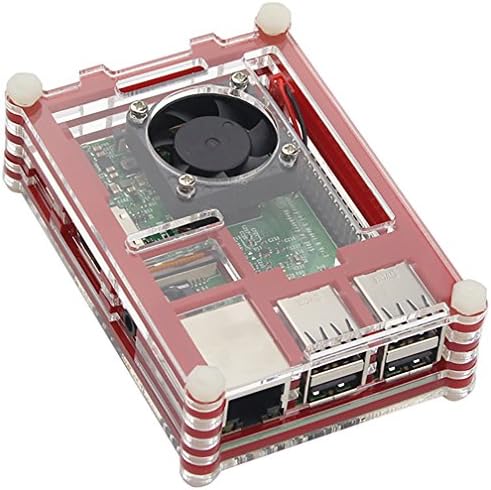 Guhui Clear Acrylic Case for Raspberry pi 3 Model B,Pi 2 with Fan 9 Layer ( red )
