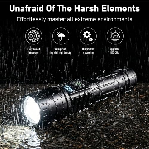 Rechargeable Flashlight 2 Pack, 990000 High Lumens LED Flash Light, Brightest Zoomable Lampe with LCD Digital Display, 5Modes Super Bright Flashlights, Powerful Tactical Flashlight for Outdoor, Gift