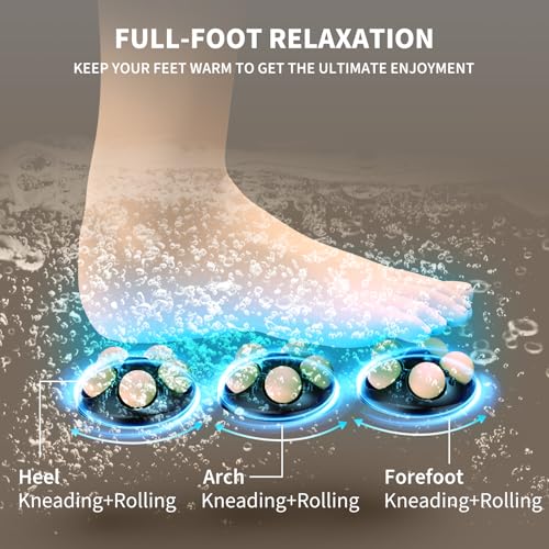 Omnqira Collapsible Foot Spa Bath with Heat and Massage, Motorized Shiatsu Foot Massager Tub for Plantar Fasciitis & Stress Relief, Temp Control, Bubbles, Remote, Pedicure Spa at Home