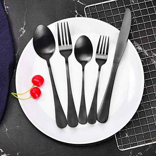 Matte Black Silverware Set Serve for 8, 40 Pieces Heavy Stainless Steel