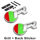 BENZEE 2pcs Sets AM98 R Racing Front Grill + Fender Side Sticker + Back Sticker Car Emblem Badge For JAGUAR SPORT