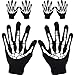 Tatuo 3 Pairs Skeleton Gloves for Women Men - Full Finger Winter Skull Stretch Knitted Mechanic Gloves for Christmas Party Costume - Black