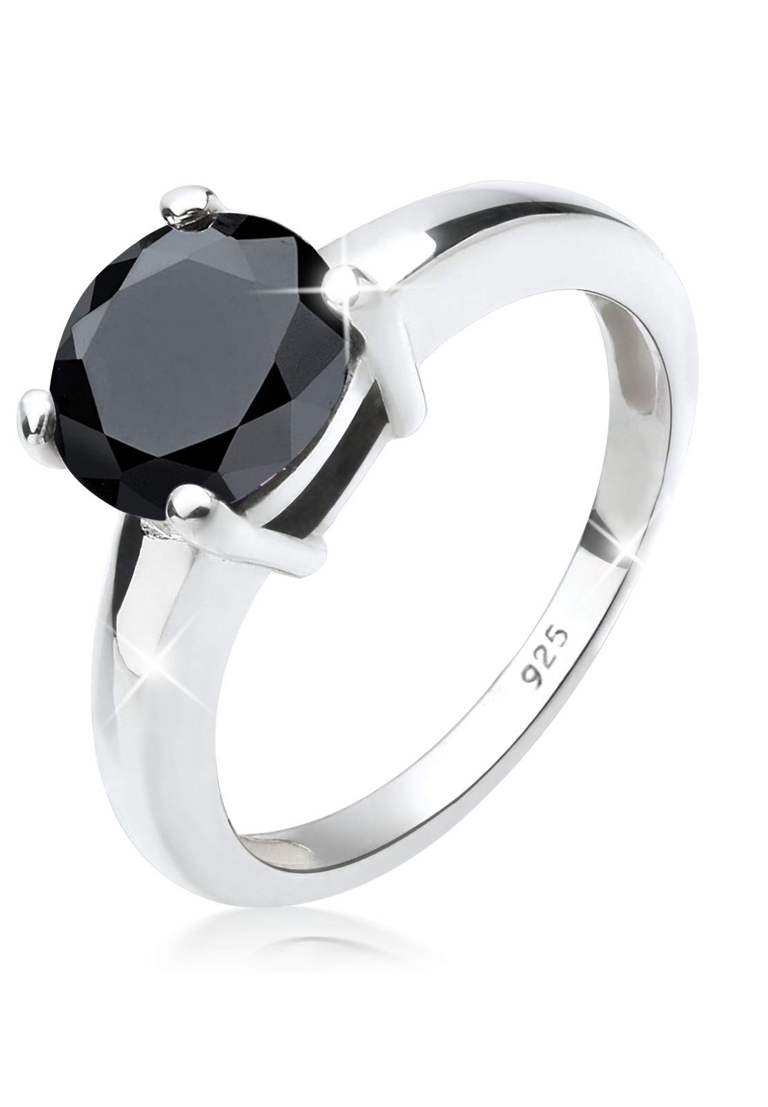 Elli Women Silver Cubic Zirconia Solitaire Ring - Size Q 06400589_58