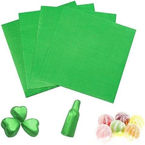 Candy Chocolate Wrapping Aluminium Foil Paper Best for Wrapping Candies/Chocolate Balls/Gift Size 4x4/ 100PCS Sugar Wraps Paper by Party/Wedding/Birthday/Chrismas Accessories (Green, 100)