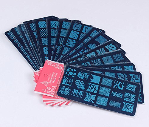 Finger Angel 16 PCS Designs Nail Art Stamping Stamp Plates With Black Template Holder Set Manicure Tools Nail Art Templates Stencils Decorations Tips