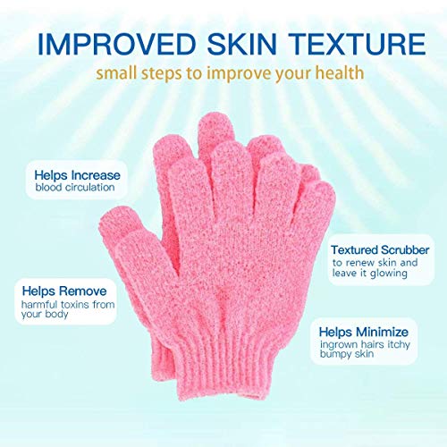 4 Pairs Exfoliating Gloves - Premium Scrub Wash Mitt for Shower,Spa,Massage and Body Scrubs - Spa Exfoliation Accessories For Men and Women