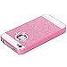 BENTOBEN iPhone 4S Case, iPhone 4 Case, Glitter Bling Sparkly Rhinestone Hybrid Slim Hard Cover Laminated with Luxury Shiny Synthetic Leather Protective Case for Apple iPhone 4/4S, Rose Red