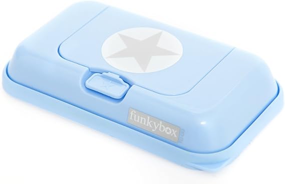 Funkybox - Pequeña cajita para toallitas húmedas - Azul con gris estrella: Amazon.es: Bebé