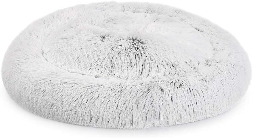 Richgra Faux Fur Ped Beds for Dog and Cat, Donut Pet Beds, Cuddler Round Bed Improved Sleep, Cozy Cat Cushion Bed, Self Warming Indoor Round Dog Bed (23”x 23”, Grey) : Pet Supplies