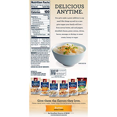 Quaker Instant Grits, Butter Flavor, Value Pack, 22 Packets Pricepulse