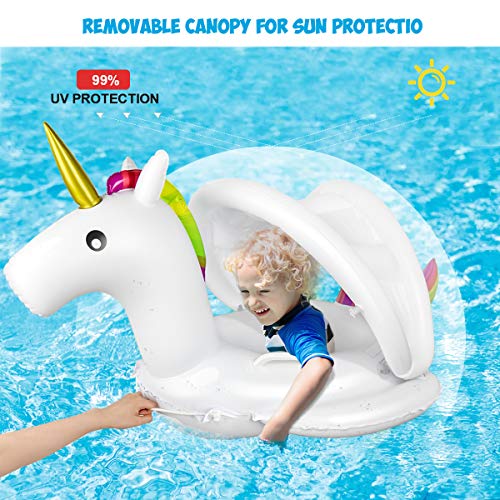 image for Meland Baby Pool Float with Canopy - Unicorn Inflatable Swimming Pool 