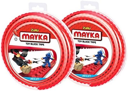Mayka Toy Block Tape - 2 Stud - Red - 6 Feet - 2 Pack (Compatible with Lego)