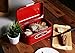 Bread Box for Kitchen Counter - Red Bread Bin, Retro Storage Container with Front Window, For Doughnuts, Pastries, Cookies - 12 x 7 x 6 Inches