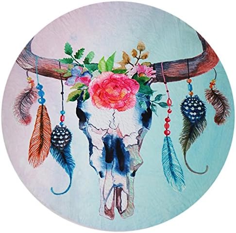 Floral Skull Round Blanket, Throw, Towel, Shawl, Tablecloth, Yoga, Mandala, Boho Gypsy Chich, Hippie, Festival Mat, Picnic, Wall Tapestry