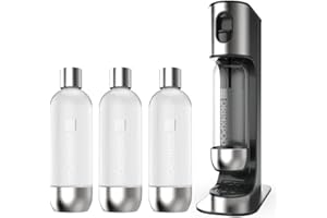 Drinkpod Soda Maker In Stainless Steel Sparkling Water Machine Carbonated Water Maker Includes 3 x Bottles (Sodapod Pro)
