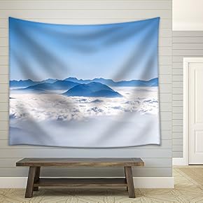 The Sea of Cloud and Mountains in The Blue Sky - Fabric Wall Tapestry Home Decor - 51x60 inches