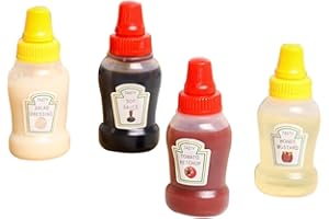 DHEP 4 Pieces Mini Ketchup Bottles for Bento Box Accessories,25ml Mini Condiment Squeeze Bottles Portable Honey Sauce Salad Dressing Dispensers Jars Containers for Kids Adults Lunch Box
