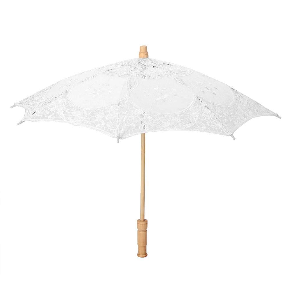 AUNMAS Lace Flower Parasol Floral Embroidery Umbrella Wedding Bride Photography Prop Dancing Accessories Stage Performance Supplies(1#)