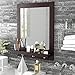 Homfa Bathroom Wall Mirror Vanity Mirror Makeup Mirror Framed Mirror with Shelf and 3 Hanging Hooks Multipurpose for Home, Dark Brown