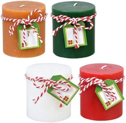 Luminessence Christmas Holiday-Scented Pillar Candles Balsam, Deck the Halls, Spiced Gingerbread, and Peppermint Cream with FREE GIFT TAGS!