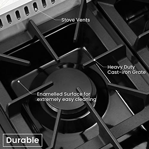 Thor Kitchen 30'' Gas Cooktop with 4 Sealed Burners in Stainless Steel, Flat Cast-iron Grates, Cast-Iron Reversible Griddle, HRT3004U - Thumbnail 4