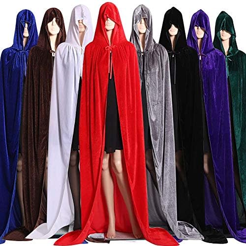 VALUEU Halloween Unisex Long Velvet Hooded Cloak Cape Deluxe Vampire Fancy Dress Wedding Witch