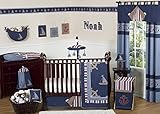 Sweet Jojo Designs 11-Piece Nautical Nights Blue and White Sailboat Baby Boy Bedding Crib Set Without Bumper