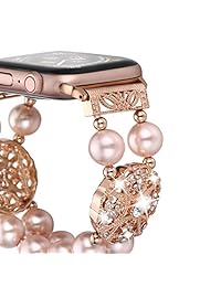 ritastar Joyería correa Compatible Apple Watch 1.496 in 1.575 in 1.654 in 1.732 in Pulsera Pulsera de Reemplazo para Iwatch Series 4 3 2 1, Diamantes Perlas Dressy Correa para mujer