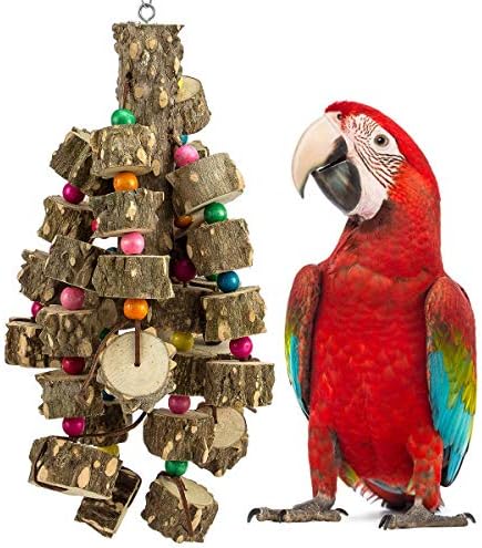 STAJOY Natural Wood Large Bird Chew Toys for African Grey Macaws