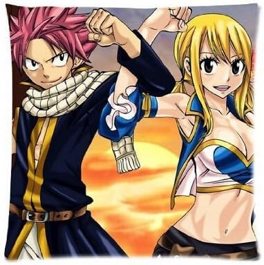 VintaStore One Piece Of Japanese Anime Cartoon Fairy Tail Natsu And Luccy Customized Square Pillowslip For Home Pillow Cover 20x20inch