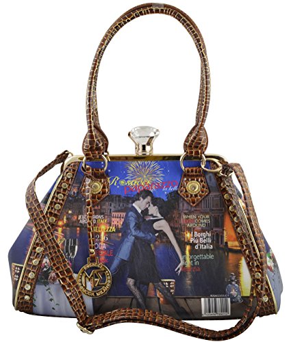 Paparazzo Collection By Lany City Print Tote Shoulder Bag with Crystal Clasp Vegan Leather