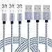Cordking Micro USB Cable,3Pack 3FT Nylon Braided High Speed 2.0 USB to Micro USB Charging Cables Android Fast Charger Cord for Samsung Galaxy S7 Edge/S6/S5/S4,Note 5/4,HTC,LG,Tablet (Gray White)