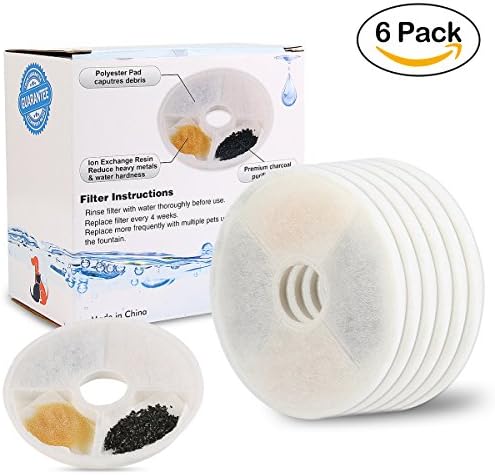 6-Pack Pet Fountain Filters, Beacon Pet Filters for Senses Fountains and 3L Flower Fountains