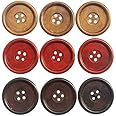 Chenkou Craft 30pcs Big Size 40mm 1 1/2" Round Wood Buttons 4 Holes Craft Sewing Button (Mix)