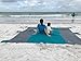 Omnife Oversized Sand Free Beach Blanket (XL - 7'x9') 100% Parachute Nylon - Include 6 Built-in Sand Pockets + 4 Anchor Loops and Metal Stakes