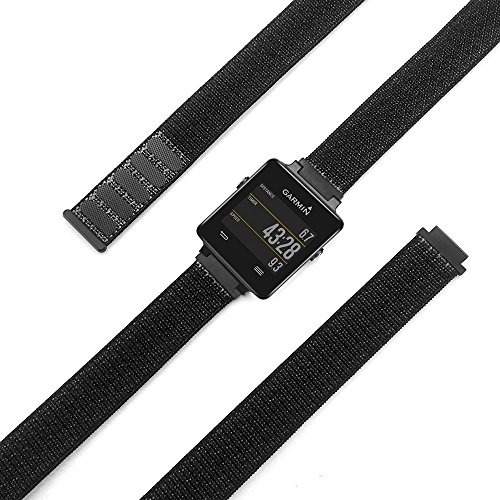 C2D JOY Garmin Sport Loop Replacement Bands (2018 Sport Loop Watch Band for Garmin Vivoactive Sports GPS Smart Watch No Buckle Needed, Black(5.2-8.2in)