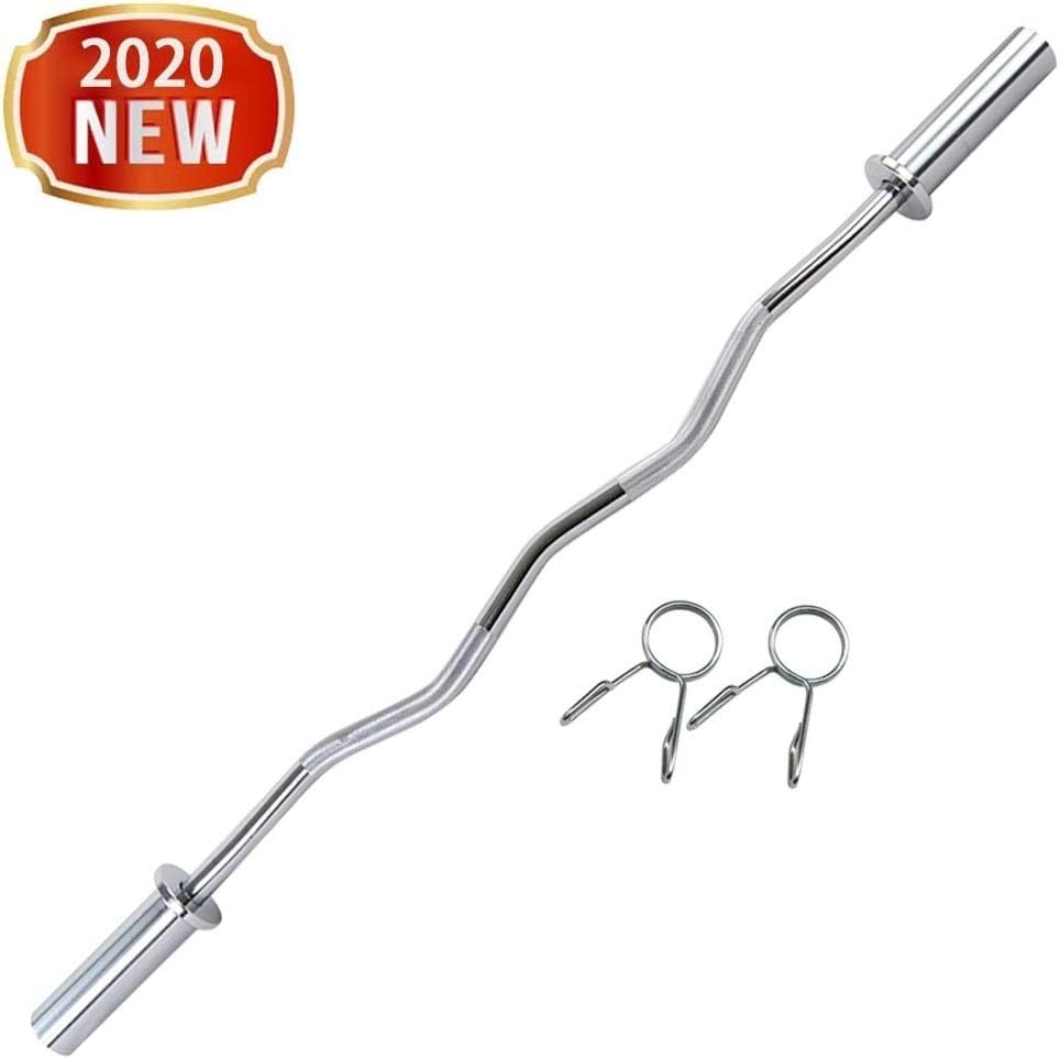 Barbell Bar - 48" Threaded Chrome Barbell Bar, 2 in Barbell Diameter with Ring Collars - Dumbbell Curl Bar wtih Barbell Spring Clip Collars for Home Gym Fitness, Weightlifting, Strength Training : Sports & Outdoors
