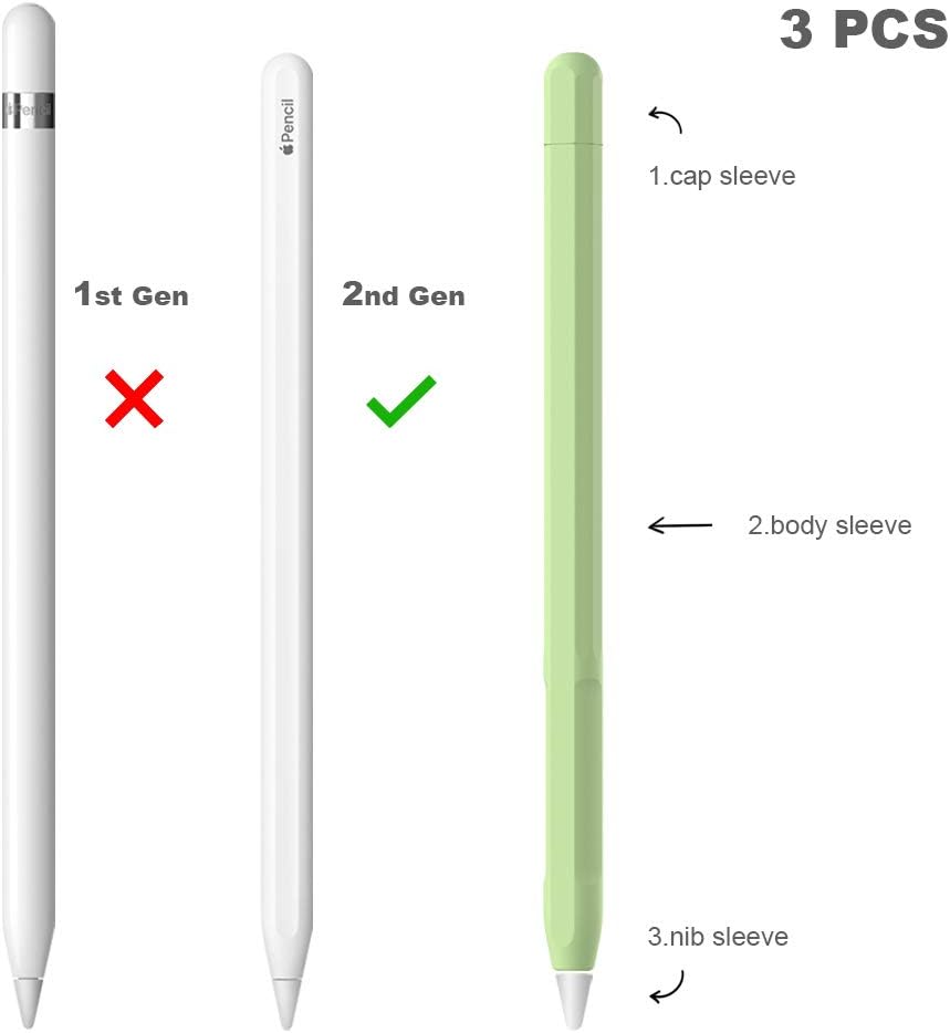 Case for Apple Pencil Sleeve Cover for Apple Pencil Holder Skin for Apple Pencil 2nd Generation Grip Accessories for Apple Pencil with Protective Nib Cover for Apple Pencil(Green) - Image 3