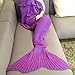 FEESHOW Handcrafted Crochet Knitting Mermaid Tail Blanket Sofa Blanket Soft Rug Sleeping Bag for Adult Teens, 80.3
