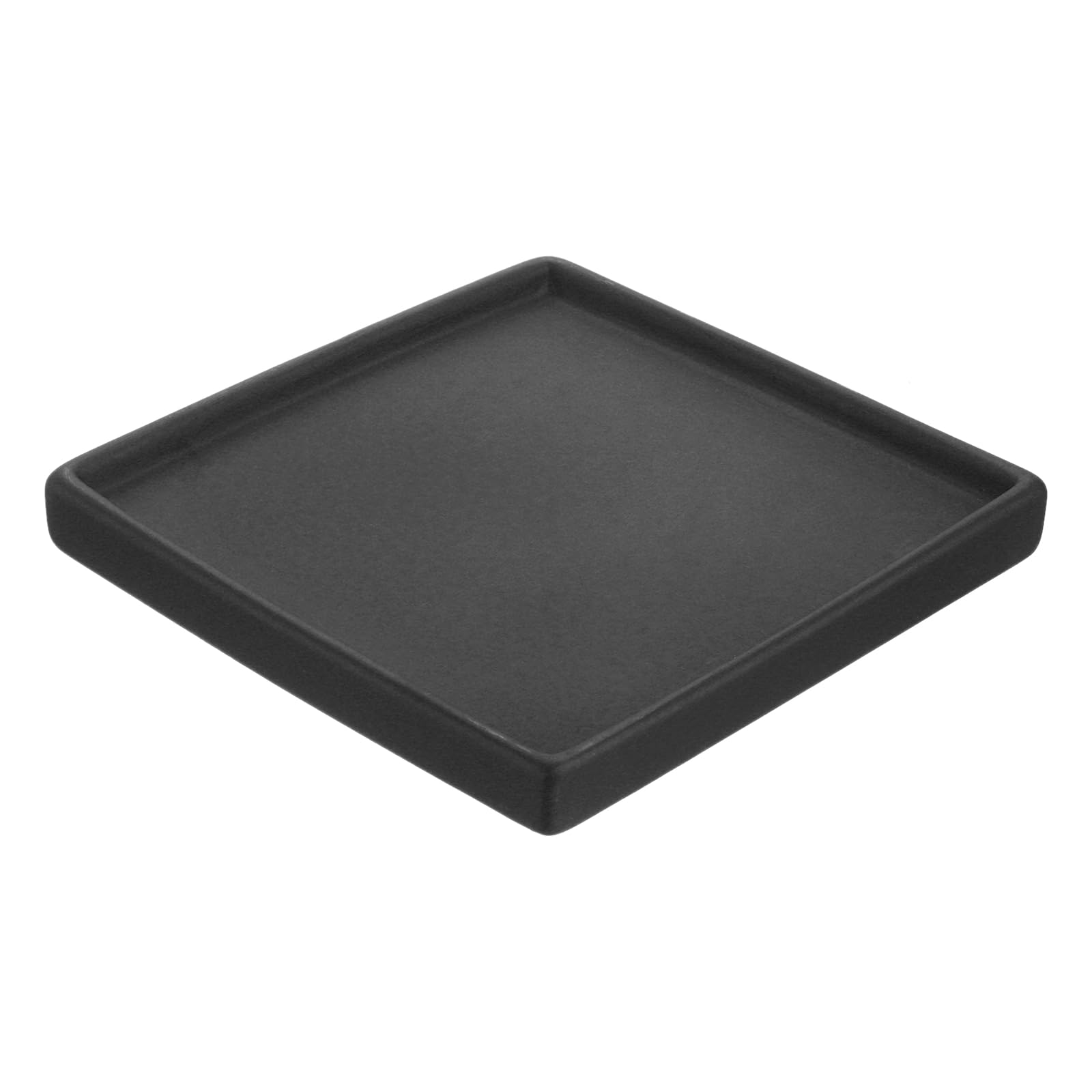 PATIKIL Plant Pot Saucers 6.3 Inch, Ceramic Square Flower Drip Tray for Indoor Outdoor, Black