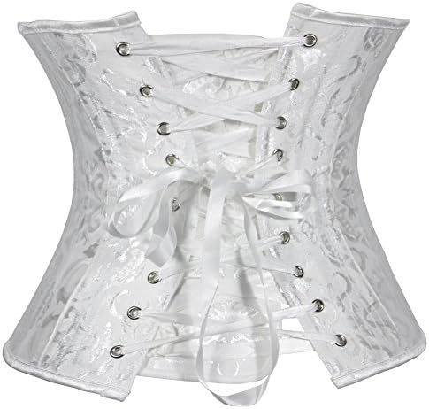 Women's Steampunk Retro Steel Boned Corset Waist Cincher Shapewear White4X-Large/Fit Natural Waist 37"-38"
