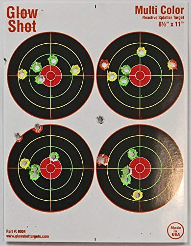 25 and 75 Pack - 4 Bullseye - Reactive Splatter Targets - Tagboard and Adhesive Versions- GlowShot - Multi Color - Gun and Rifle Targets (Tagboard Muti-Color 75 Pack (non-Adhesive))