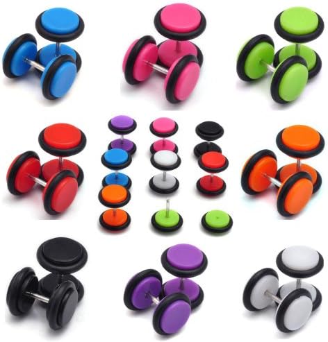 Yantu Mixed Colour Stretcher with O-rings Ear Tunnel Plug Barbell Earrings 16pcs