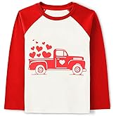 Boys Valentines Shirt Girls Valentine Tshirt Toddler Stripe Long Sleeve Shirt Kids Truck Love Heart Tee Tops 1-7Years