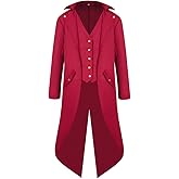 H&ZY Men's Steampunk Vintage Tailcoat Jacket Gothic Victorian Frock Coat Uniform Halloween Costume