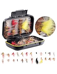 Pesca con mosca moscas Surtido KIT  72 piezas hecho a mano Pesca con mosca lures dry mojado moscas, serpentina, Ninfa, Emerger con impermeable caja de moscas