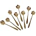 CHICHIC Set of 8 Flower Coffee Spoon Tea Spoon Dessert Spoons Scoop Stainless Steel Tableware Stirring/Sugar/Stir/Bar/Mixing/Ice Cream Spoon for Kitchen Dining Bar, Condiment or Spice, Gold